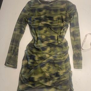 Fashion Nova Mesh Long Sleeve Bodycon Mini Dress